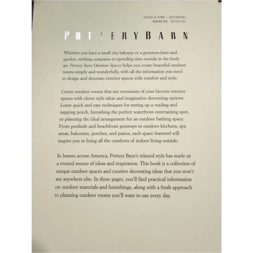 Pottery Barn Outdoor Spaces Inspirational Idea Design Photo Book